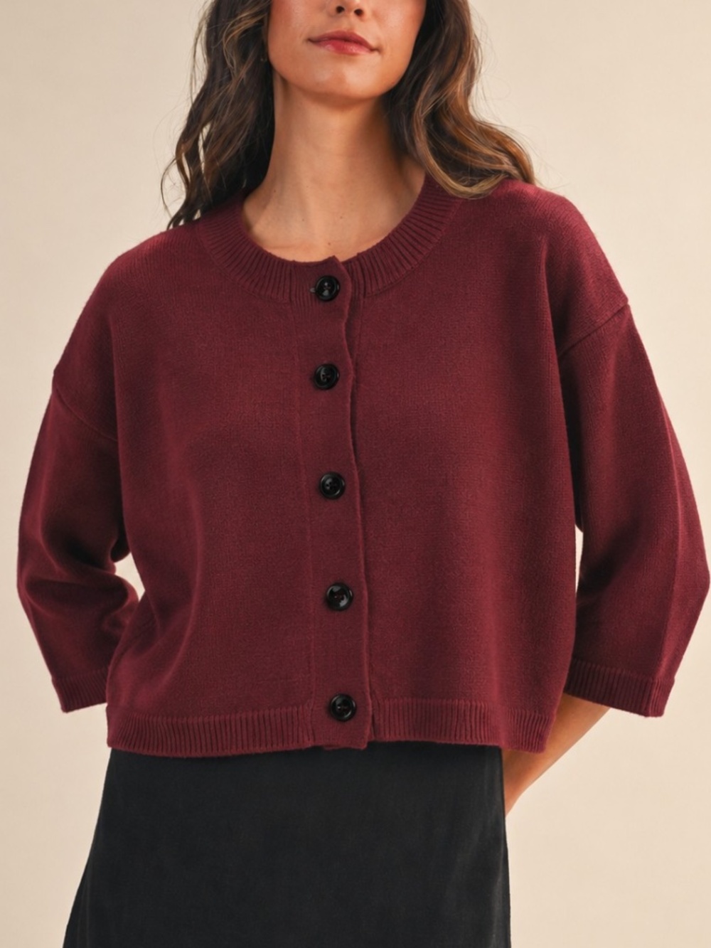 295 - Burgundy Half Sleeve Cardigan